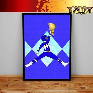 Custom Nike Air Jordan Power Rangers Poster Blue Ranger Wall Decor Print Poster